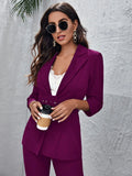 Buy SHEIN Privé Peak Collar Buckle Belted Blazer and Split Hem Pants Set in Pakistan
