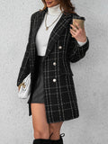 Buy SHEIN Privé Plaid Double Breasted Overcoat,Ladies Late Fall Elegant Double Button Regular Sleeve Lapel Regular Fit Black Plaid Women Overcoats in Pakistan