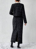 Buy SHEIN Privé Plaid Tweed Jacket & Skirt in Pakistan