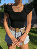 Buy SHEIN Priv̩ Ruffle Trim Scoop Neck Tee in Pakistan
