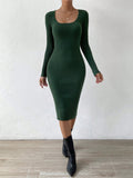 Buy SHEIN Privé Scoop Neck Ribbed Knit Bodycon Sweater Dress in Pakistan