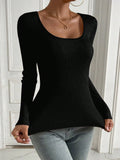 Buy SHEIN Privé Scoop Neck Ribbed Knit Sweater in Pakistan