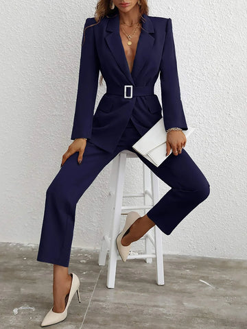 Buy SHEIN Privé Single Button Belted Blazer & Tailored Pants in Pakistan