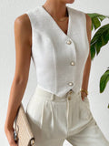 Buy SHEIN Privé Solid Button Front Waistcoat in Pakistan