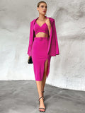 Buy SHEIN Privé Solid Cami Top & Split Thigh Skirt & Blazer in Pakistan