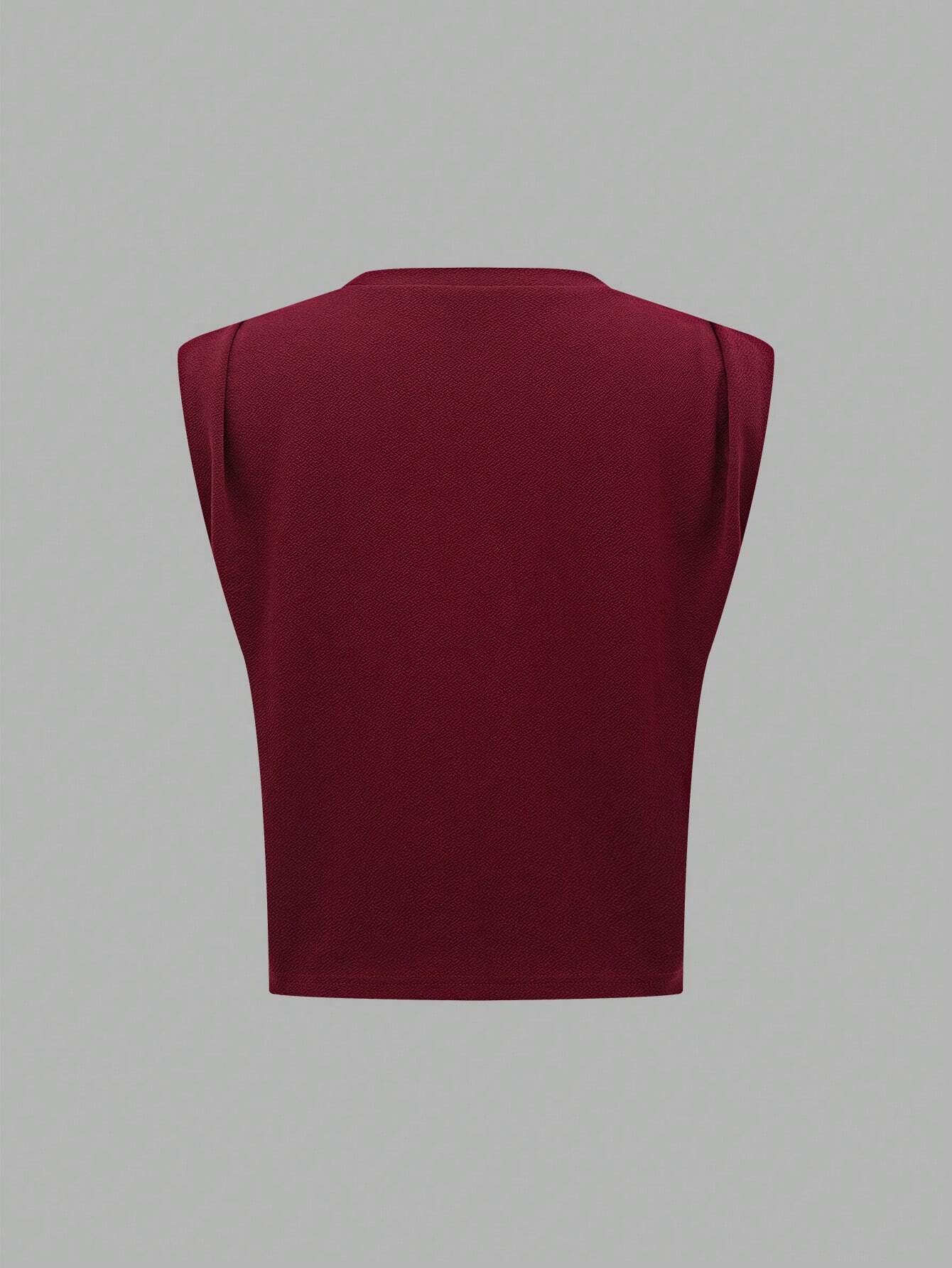 Buy SHEIN Prive Solid Color Twisted Knot Hem T-Shirt in Pakistan