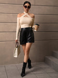 Buy SHEIN Privé Solid Criss Cross Halter Neck Tee in Pakistan