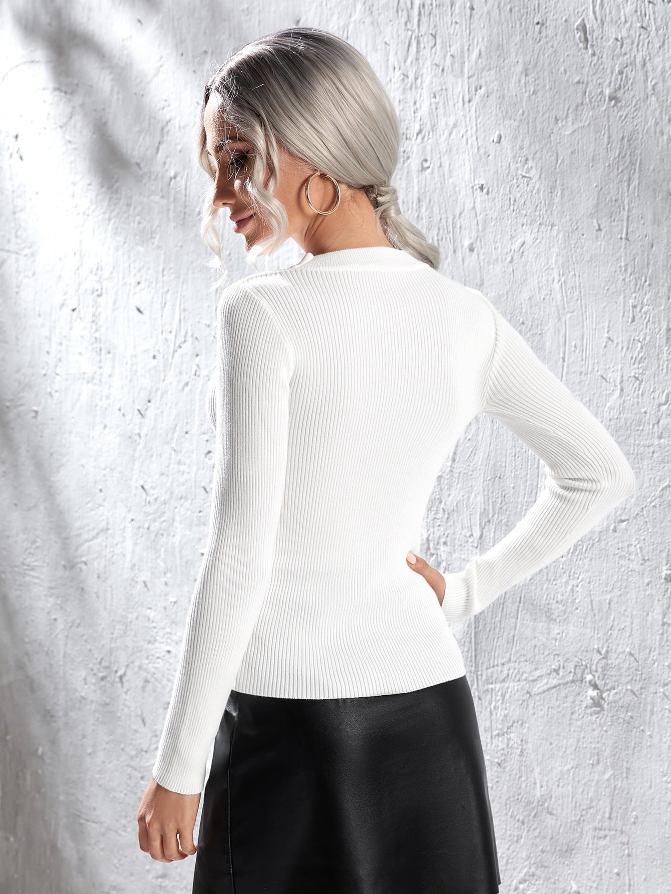 Buy SHEIN Prive Solid Cut Out Sweater in Pakistan