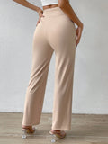 Buy SHEIN Priv̩ Solid Flare Leg Pants in Pakistan
