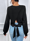 Buy SHEIN Privé Solid Tie Back Wrap Sweatshirt in Pakistan
