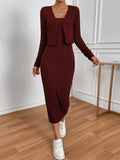 Buy SHEIN Privé Solid Tube Dress & Open Front Jacket in Pakistan