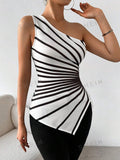Buy SHEIN Priv̩ Striped Print One Shoulder Asymmetrical Top in Pakistan