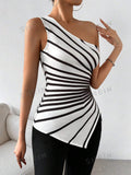 Buy SHEIN Priv̩ Striped Print One Shoulder Asymmetrical Top in Pakistan