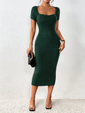 Buy SHEIN Priv̩ Sweetheart Neck Ribbed Knit Bodycon Sweater Dress in Pakistan