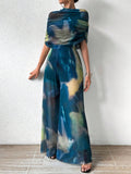 Buy SHEIN Prive Tie-dye One Shoulder Wide Leg Jumpsuit With Top in Pakistan