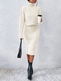 Buy SHEIN Privé Turtleneck Drop Shoulder Sweater & Knit Skirt in Pakistan