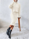 Buy SHEIN Privé Turtleneck Drop Shoulder Sweater & Knit Skirt in Pakistan