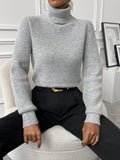 Buy SHEIN Privé Turtleneck Ribbed Knit Turtleneck Sweater in Pakistan