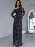 Buy SHEIN Privé Women's Artsy Butterfly Printed Off Shoulder Fitted A-Line Dress in Pakistan