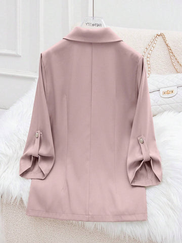Buy SHEIN Privé Women's Lapel Long Sleeve Rolled Cuff Fashionable Charismatic Mature Style Blazer Jacket in Pakistan