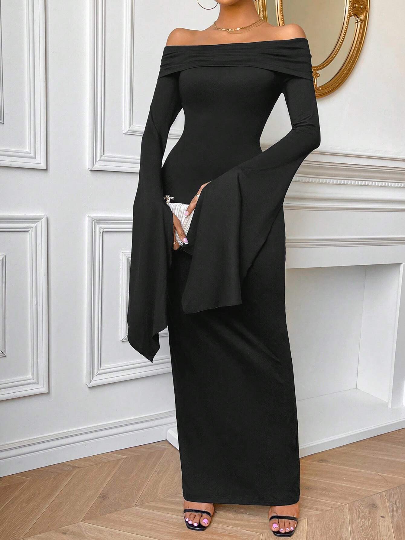Buy SHEIN Privé Women's Off Shoulder Bodycon Maxi Dress in Pakistan