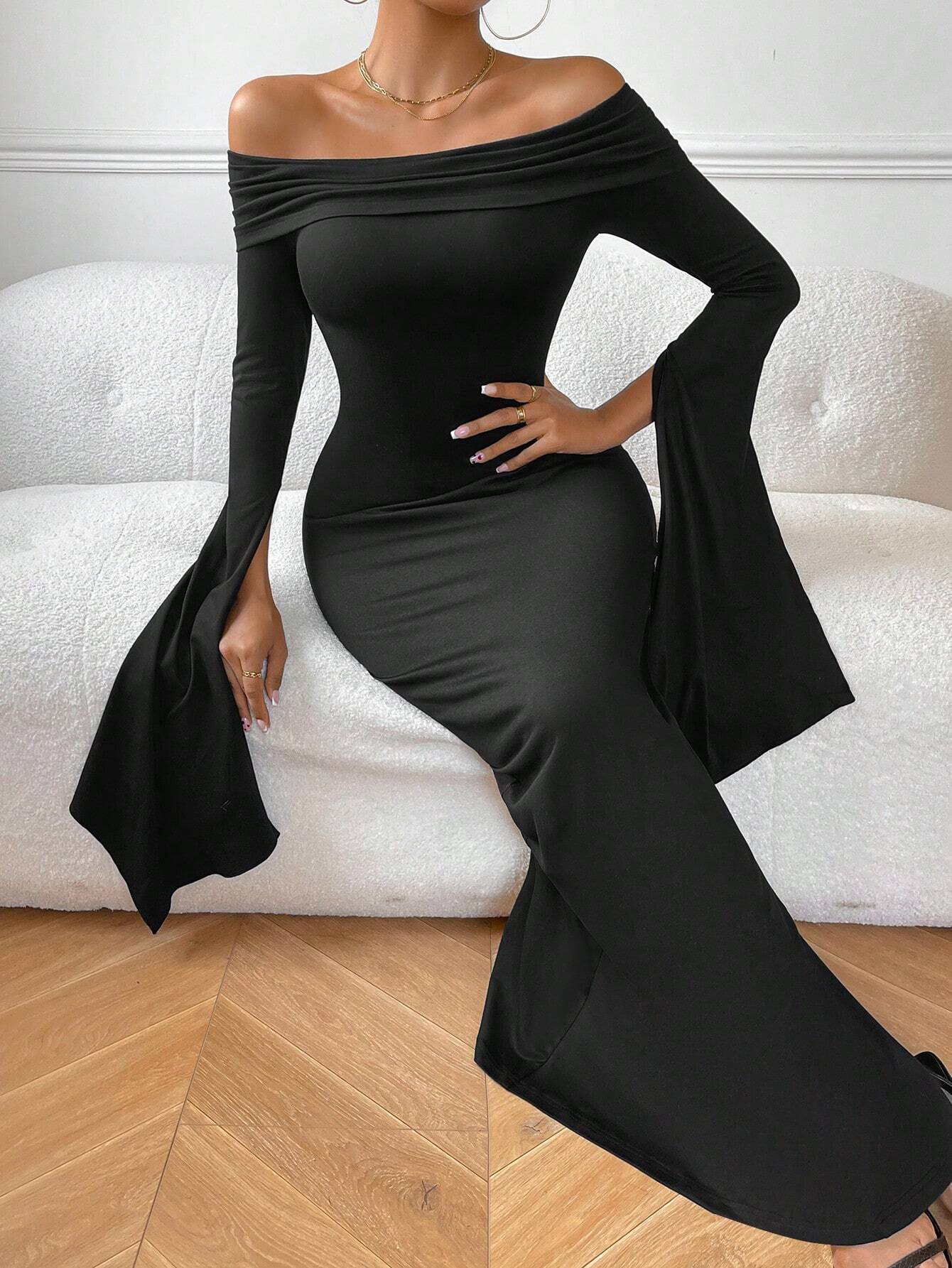 Buy SHEIN Privé Women's Off Shoulder Bodycon Maxi Dress in Pakistan