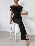 Buy SHEIN Priv̩ Women's One Shoulder Ruffle Trim Jumpsuit in Pakistan