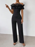 Buy SHEIN Priv̩ Women's One Shoulder Ruffle Trim Jumpsuit in Pakistan