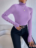 Buy SHEIN Privé Women's Solid Color Minimalist Turtleneck Pullover Sweater in Pakistan