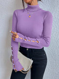 Buy SHEIN Privé Women's Solid Color Minimalist Turtleneck Pullover Sweater in Pakistan