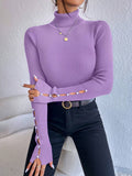 Buy SHEIN Privé Women's Solid Color Minimalist Turtleneck Pullover Sweater in Pakistan