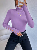 Buy SHEIN Privé Women's Solid Color Minimalist Turtleneck Pullover Sweater in Pakistan