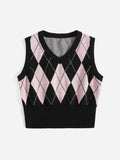 Buy SHEIN Qutie Argyle Pattern Sweater Vest in Pakistan