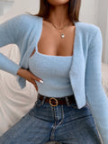 Buy SHEIN Qutie Fluffy Knit Cami Top & Open Front Cardigan in Pakistan