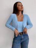 Buy SHEIN Qutie Fluffy Knit Cami Top & Open Front Cardigan in Pakistan