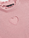 Buy SHEIN Qutie Heart Cutout Detail Lettuce Trim Tee in Pakistan