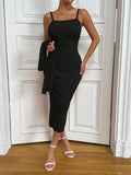Buy SHEIN Raffinéa 2pcs Elegant Women`S Solid Color Hollow-Out Long Sleeve Sweater & Sleeveless Knit Dress Set, Autumn/Winter in Pakistan