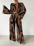 Buy SHEIN Raffinéa Bell Sleeve Cropped Top And Wide Leg Pants Set in Pakistan