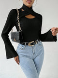 Buy SHEIN Raffinéa Flared Long Sleeve Hollow Out Top in Pakistan
