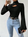 Buy SHEIN Raffinéa Flared Long Sleeve Hollow Out Top in Pakistan