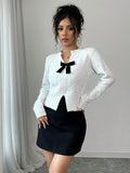 Buy SHEIN Raffinéa New V-Neck Bowknot Cropped Sweater With Side Slits in Pakistan