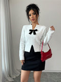 Buy SHEIN Raffinéa New V-Neck Bowknot Cropped Sweater With Side Slits in Pakistan