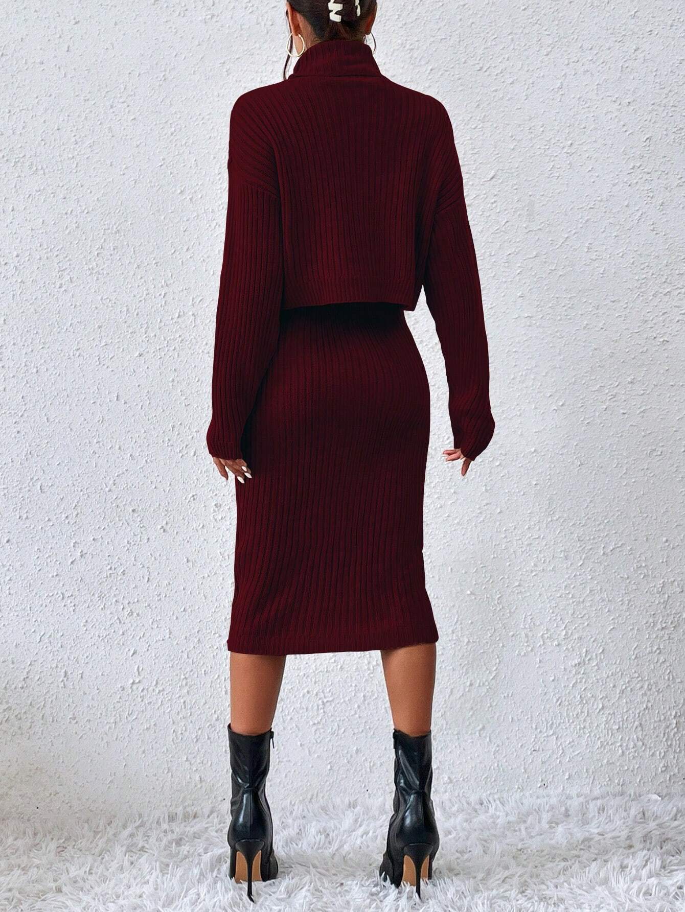 Buy SHEIN Raffinéa Turtleneck Drop Shoulder Sweater & Knit Dress in Pakistan