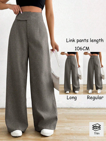 Buy SHEIN Raffinéa Women Asymmetric Waist Loose Casual Wide Leg Pants in Pakistan