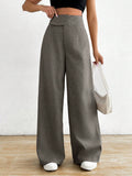 Buy SHEIN Raffinéa Women Asymmetric Waist Loose Casual Wide Leg Pants in Pakistan