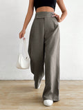 Buy SHEIN Raffinéa Women Asymmetric Waist Loose Casual Wide Leg Pants in Pakistan
