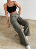 Buy SHEIN Raffinéa Women Asymmetric Waist Loose Casual Wide Leg Pants in Pakistan