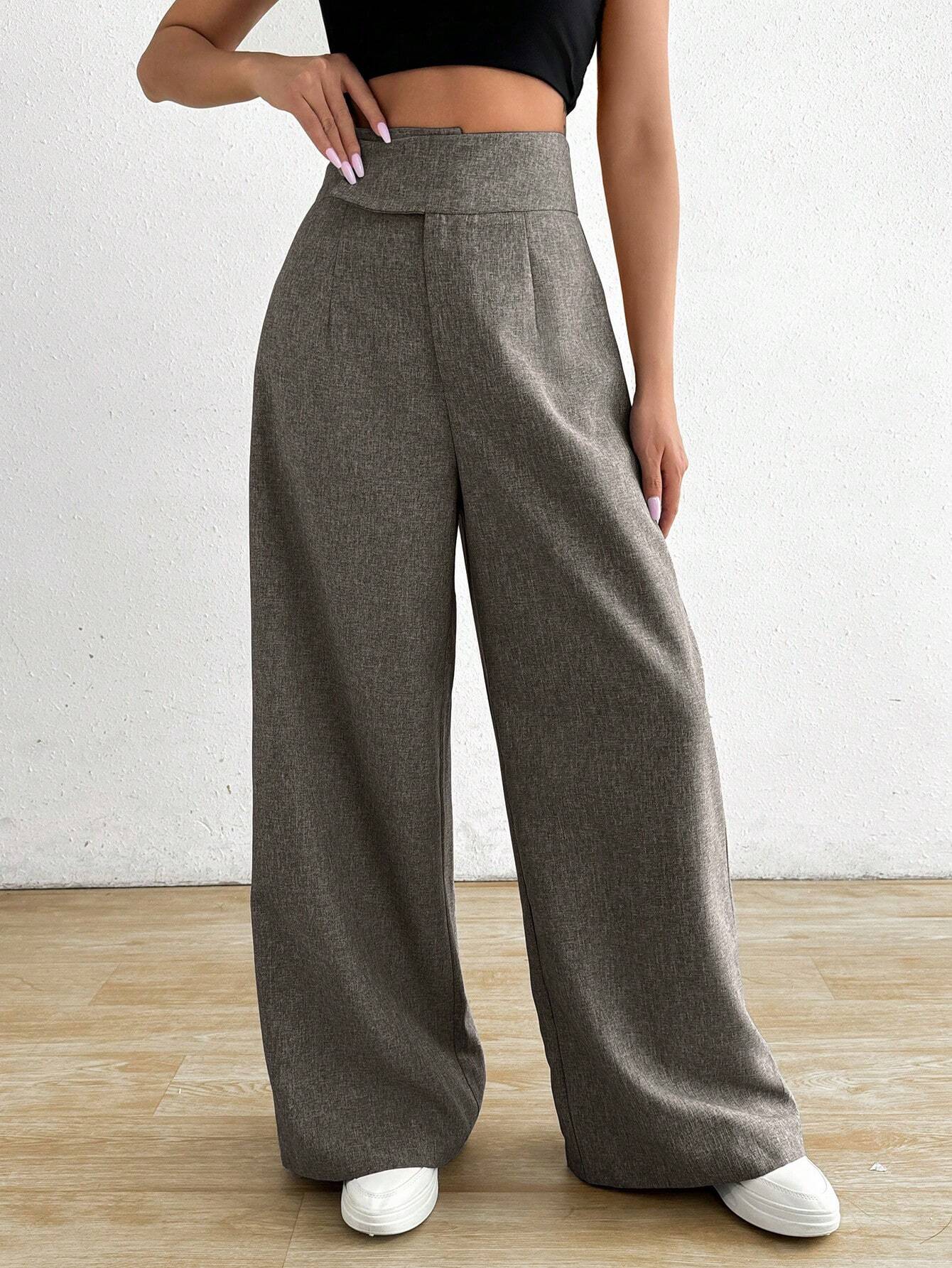 Buy SHEIN Raffinéa Women Asymmetric Waist Loose Casual Wide Leg Pants in Pakistan
