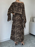 Buy SHEIN Raffinéa Women Leopard Print Hooded Cape Dress Maxi Women Outfit in Pakistan