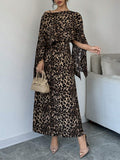 Buy SHEIN Raffinéa Women Leopard Print Hooded Cape Dress Maxi Women Outfit in Pakistan